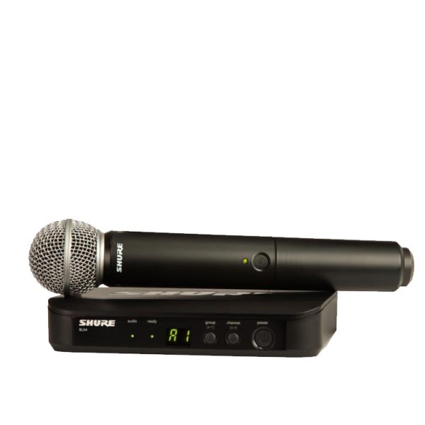 Shure BLX24UK/PG58X Wireless Vocal Microphone System لاقط 1 يدوي لاسلكي من شور تقنية أمريكية مناسب للمدارس والحفلات جودة عالية ضمان سنتين